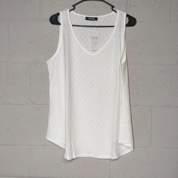 Women's Eyelet Lace Sleeveless Tank Top Blouse Flowy Cottagecore Size Large NWT - Picture 3 of 7